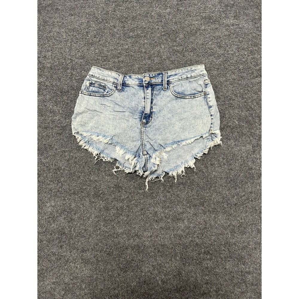 Cello Shorts Womens Size L Light Wash Acid Denim Frayed Raw Hem WV47266SLT